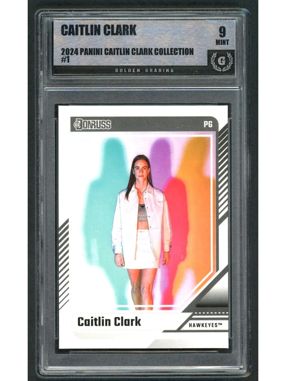 2024 Panini Caitlin Clark Collection Donruss Caitlin Clark #1 (RC) Graded Mint 9
